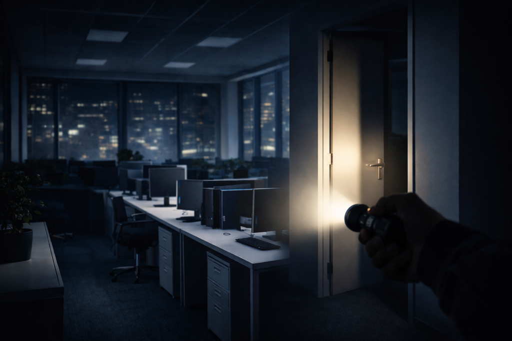 image d'un agent en ronde de nuit